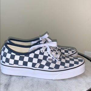 Blue and white checkered vans